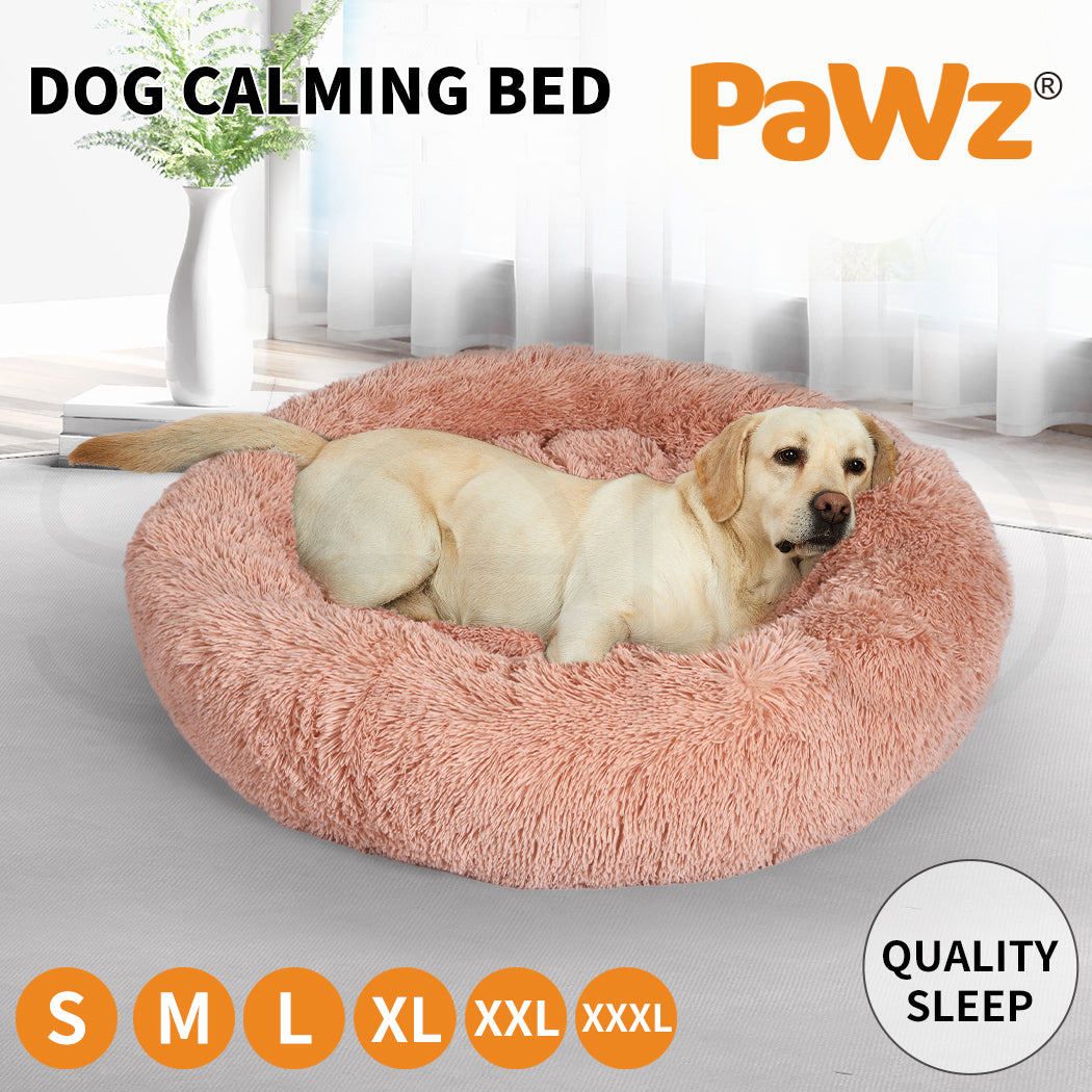 Pawz Dog Calming Bed Warm Soft Plush Thicker round Comfy Sleeping Large Washable