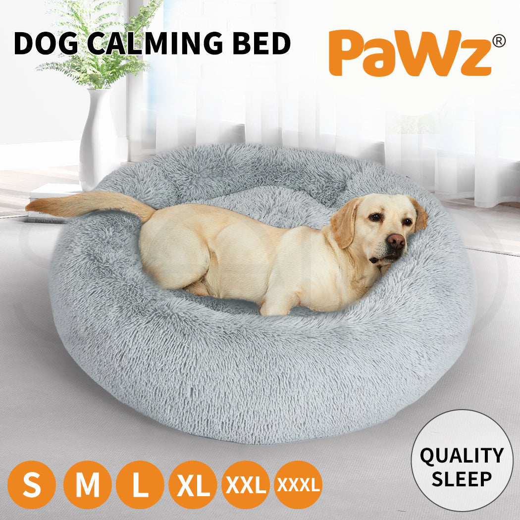 Pawz Dog Calming Bed Warm Soft Plush Thicker round Comfy Sleeping Large Washable