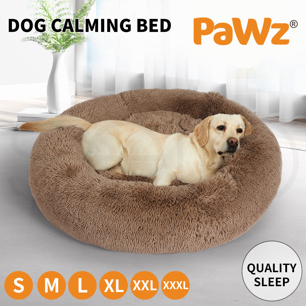 Pawz Dog Calming Bed Warm Soft Plush Thicker round Comfy Sleeping Large Washable