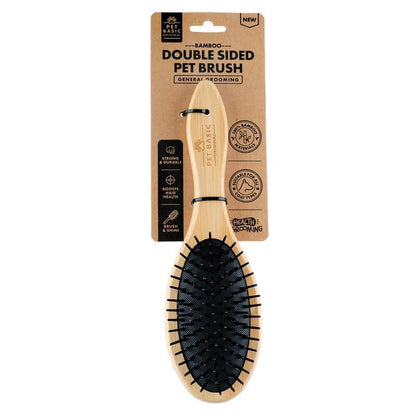 Pet Bamboo Double Sided Grooming Brush (Bristle & Pin) 22Cm X 6Cm X 5.2Cm NEW