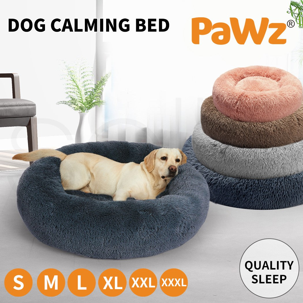 Pawz Dog Calming Bed Warm Soft Plush Thicker round Comfy Sleeping Large Washable