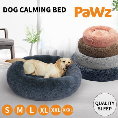 Pawz Dog Calming Bed Warm Soft Plush Thicker round Comfy Sleeping Large Washable