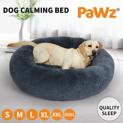 Pawz Dog Calming Bed Warm Soft Plush Thicker round Comfy Sleeping Large Washable