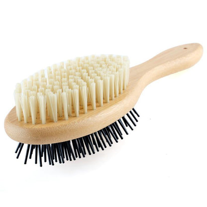Pet Bamboo Double Sided Grooming Brush (Bristle & Pin) 22Cm X 6Cm X 5.2Cm NEW