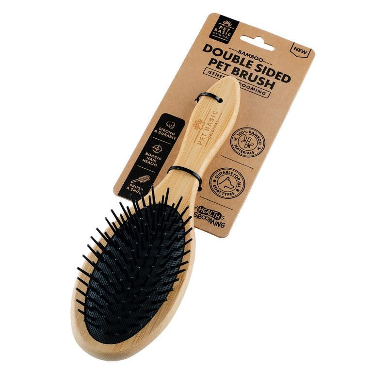 Pet Bamboo Double Sided Grooming Brush (Bristle & Pin) 22Cm X 6Cm X 5.2Cm NEW